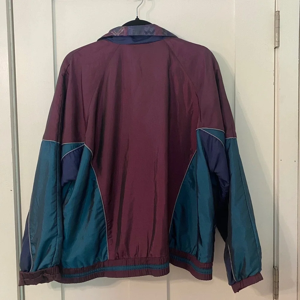 VTG 90s Dunbrooke Colorblock‎ Windbreaker Jacket Teal Purple Pink Mens XL Retro